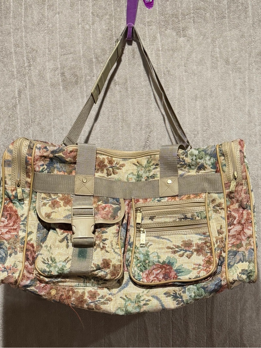 Vnt Leisure Floral Tapestry Weekender Travel Bag Overnight Carry On Duffel VTG